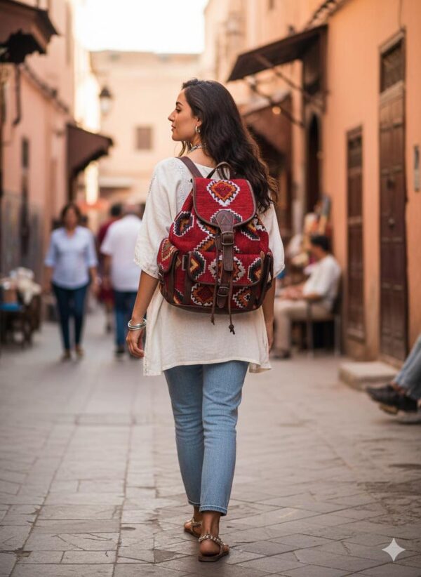 il_794xN.7298700743_d1fl Handmade Moroccan Leather & Kilim Backpack